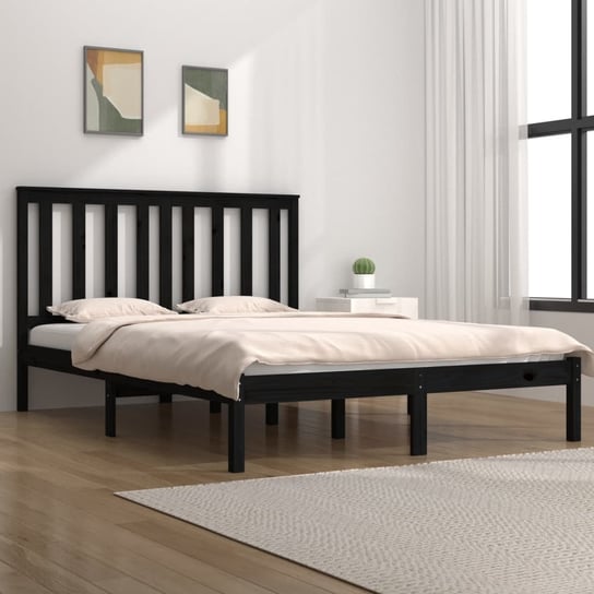 vidaXL Rama łóżka, czarna, lite drewno sosnowe, 180x200 cm, Super King vidaXL