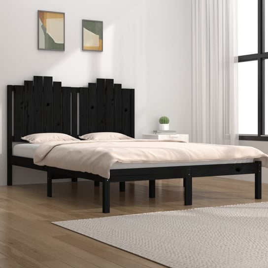 vidaXL Rama łóżka, czarna, lite drewno sosnowe, 180x200 cm, Super King vidaXL