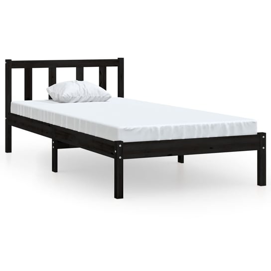 vidaXL Rama łóżka, czarna, lite drewno sosnowe, 75x190 cm, pojedyncza vidaXL