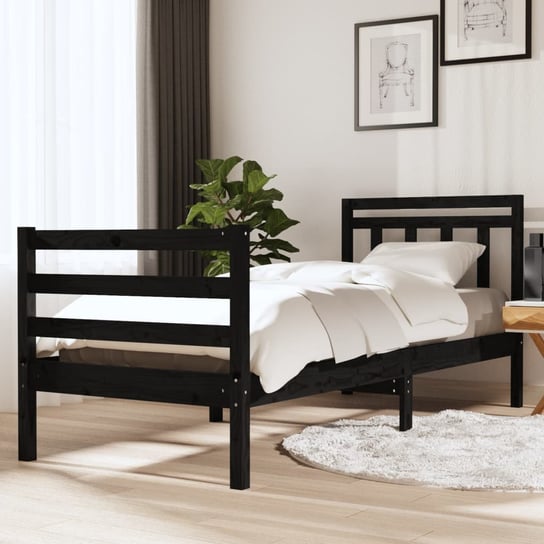 vidaXL Rama łóżka, czarna, lite drewno sosnowe, 90x190 cm, 3FT vidaXL