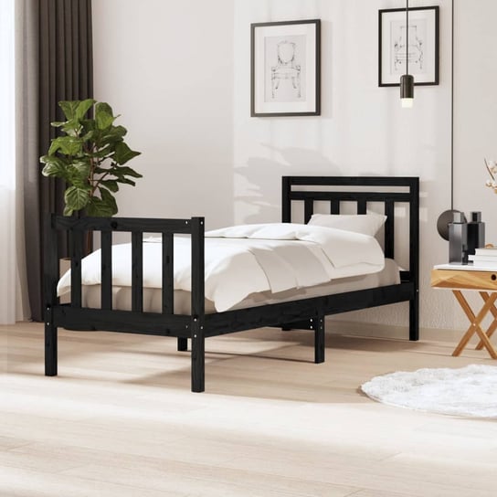 vidaXL Rama łóżka, czarna, lite drewno sosnowe, 90x190 cm, 3FT6 vidaXL