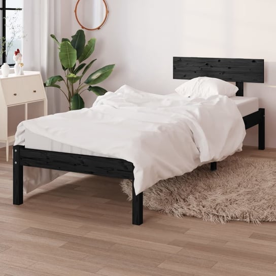 vidaXL Rama łóżka, czarna, lite drewno sosnowe, 90x190 cm, pojedyncza vidaXL