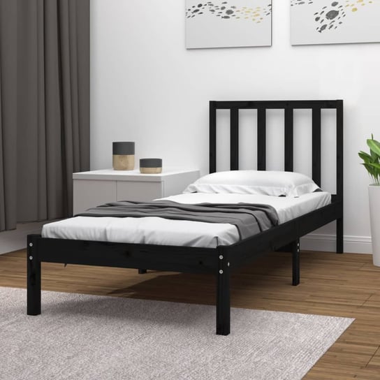vidaXL Rama łóżka, czarna, lite drewno sosnowe, 90x200 cm vidaXL