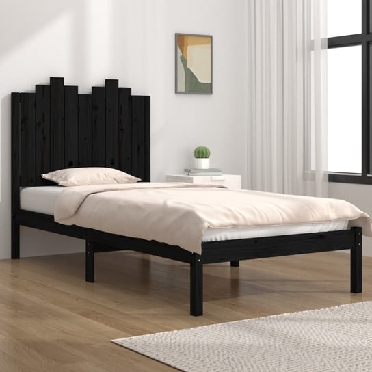 vidaXL Rama łóżka, czarna, lite drewno sosnowe, 90x200 cm vidaXL