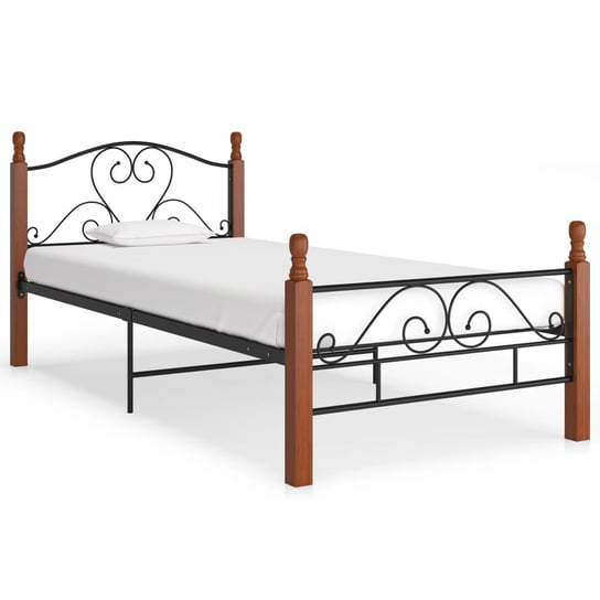 vidaXL Rama łóżka, czarna, metalowa, 90 x 200 cm vidaXL
