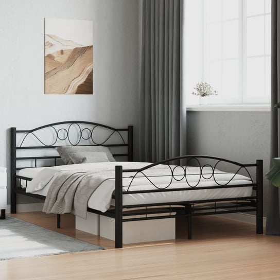 vidaXL Rama łóżka, czarna, stalowa, 120 x 200 cm vidaXL