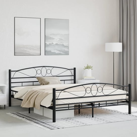 vidaXL Rama łóżka, czarna, stalowa, 160 x 200 cm vidaXL