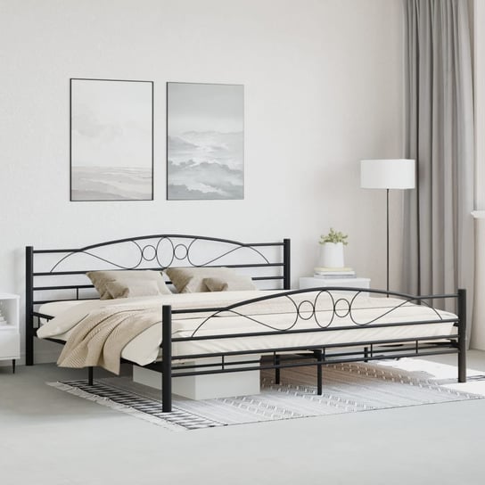 vidaXL Rama łóżka, czarna, stalowa, 200 x 200 cm vidaXL