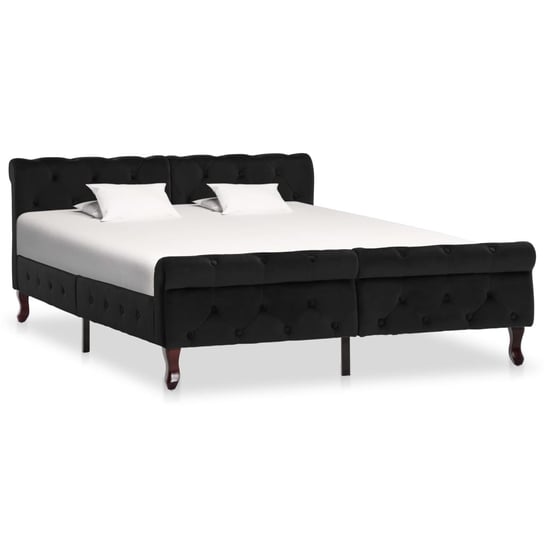 vidaXL Rama łóżka, czarna, tapicerowana aksamitem, 140 x 200 cm vidaXL