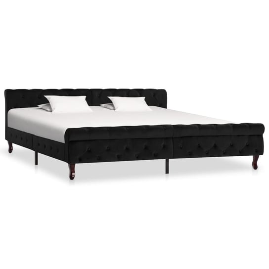 vidaXL Rama łóżka, czarna, tapicerowana aksamitem, 200 x 200 cm vidaXL