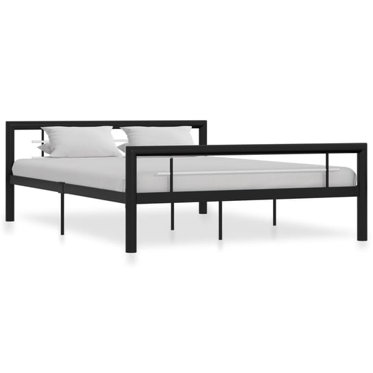 vidaXL Rama łóżka, czarno-biała, metalowa, 160 x 200 cm vidaXL