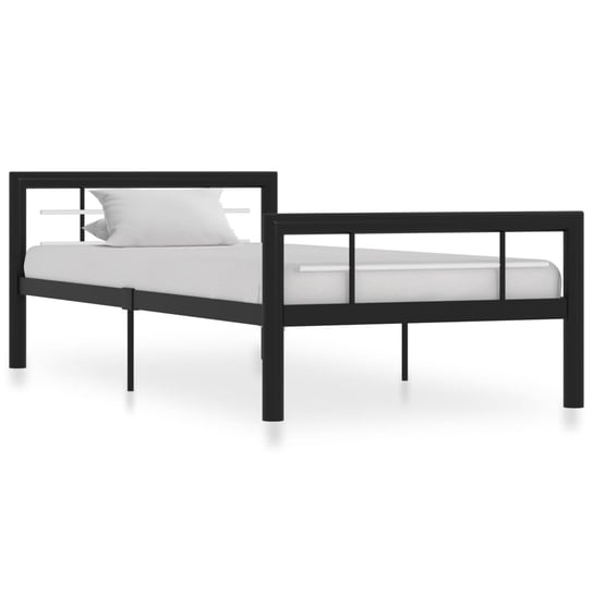 vidaXL Rama łóżka, czarno-biała, metalowa, 90 x 200 cm vidaXL
