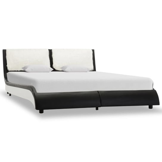 vidaXL Rama łóżka, czarno-biała, sztuczna skóra, 135x190 cm vidaXL