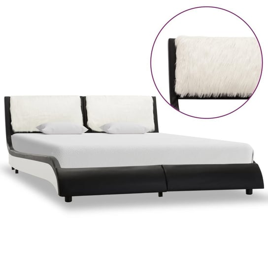 vidaXL Rama łóżka, czarno-biała, sztuczna skóra, 140 x 200 cm vidaXL