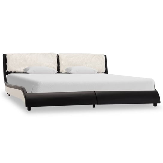 vidaXL Rama łóżka, czarno-biała, sztuczna skóra, 150x200 cm vidaXL