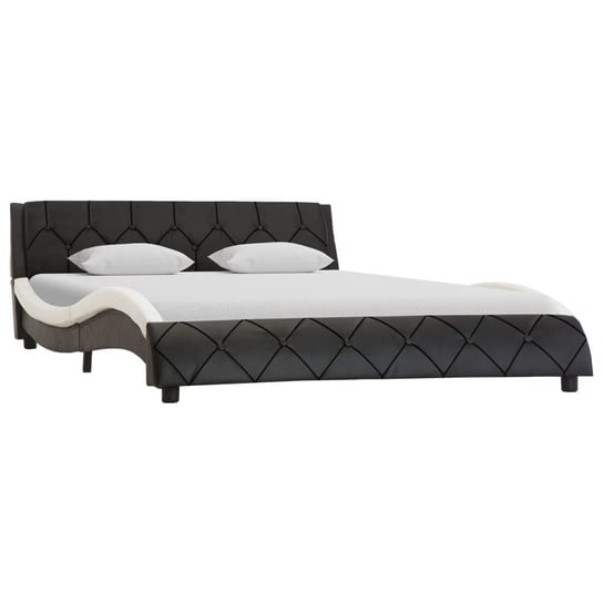 vidaXL Rama łóżka, czarno-biała, sztuczna skóra, 160 x 200 cm vidaXL
