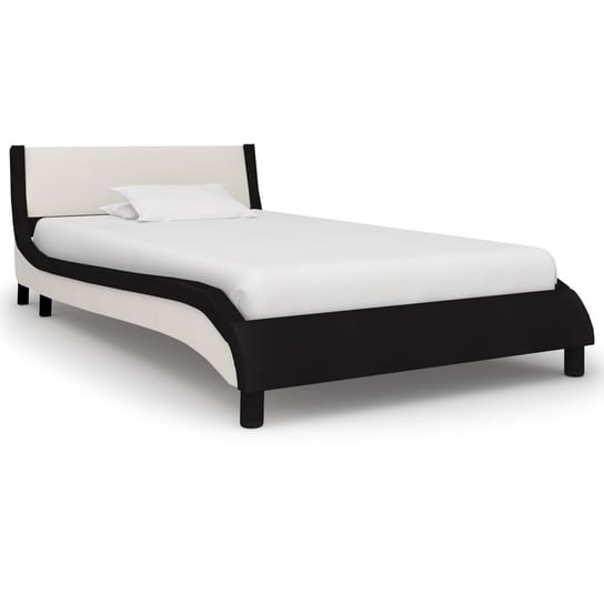 vidaXL Rama łóżka, czarno-biała, sztuczna skóra, 90 x 200 cm vidaXL