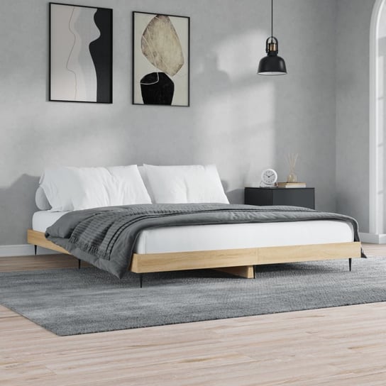 vidaXL Rama łóżka, dąb sonoma, 140x200 cm, materiał drewnopochodny vidaXL