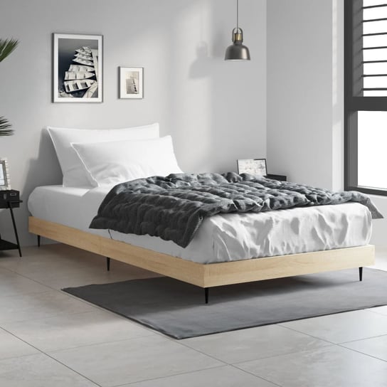 vidaXL Rama łóżka, dąb sonoma, 90x190 cm, materiał drewnopochodny vidaXL