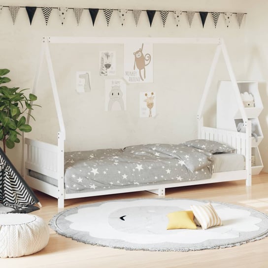 vidaXL Rama łóżka dla dzieci, biała, 80x200 cm, drewno sosnowe vidaXL