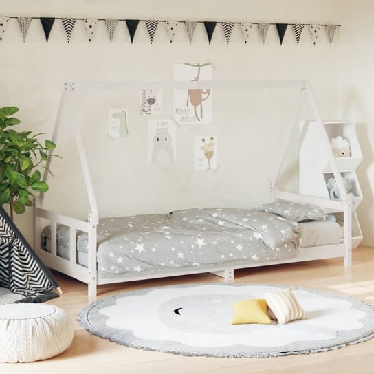 vidaXL Rama łóżka dla dzieci, biała, 90x200 cm, drewno sosnowe vidaXL