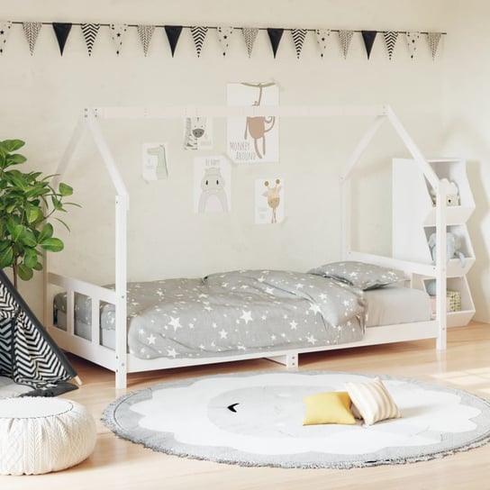 vidaXL Rama łóżka dla dzieci, biała, 90x200 cm, drewno sosnowe vidaXL