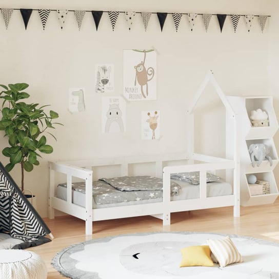 vidaXL Rama łóżka dziecięcego, biała, 70x140 cm, drewno sosnowe vidaXL
