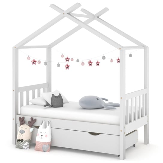 vidaXL Rama łóżka dziecięcego z szufladą, biała, sosnowa, 70x140 cm vidaXL