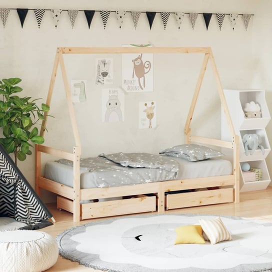 vidaXL Rama łóżka dziecięcego z szufladami, 80x160 cm, drewno sosnowe vidaXL