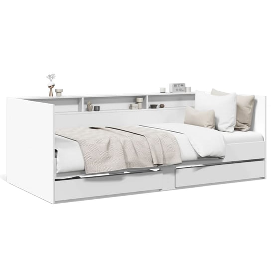 vidaXL Rama łóżka dziennego z szufladami, biała, 90x190 cm vidaXL