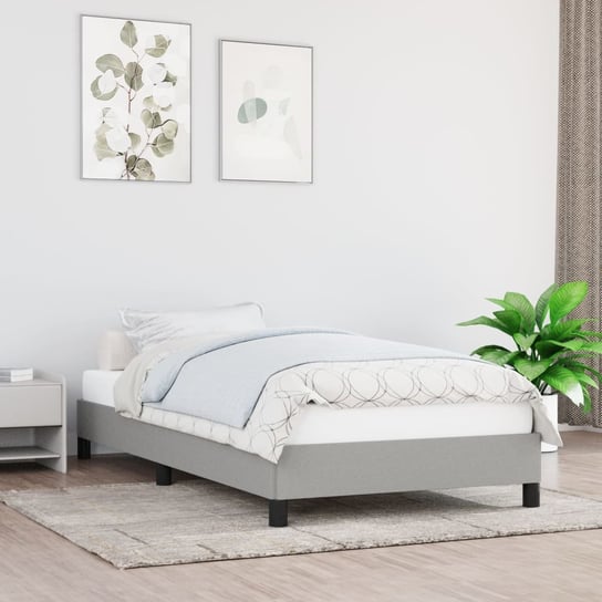 vidaXL Rama łóżka, jasnoszara, 100 x 200 cm, tapicerowana tkaniną vidaXL