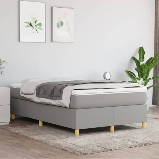 vidaXL Rama łóżka, jasnoszara, 120 x 200 cm, tapicerowana tkaniną vidaXL