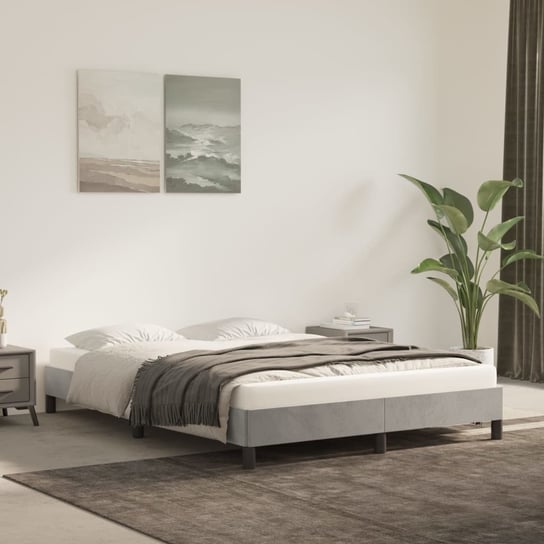 vidaXL Rama łóżka, jasnoszara, 140 x 200 cm, tapicerowana aksamitem vidaXL