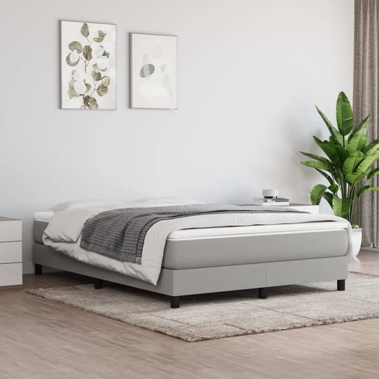 vidaXL Rama łóżka, jasnoszara, 140 x 200 cm, tapicerowana tkaniną vidaXL
