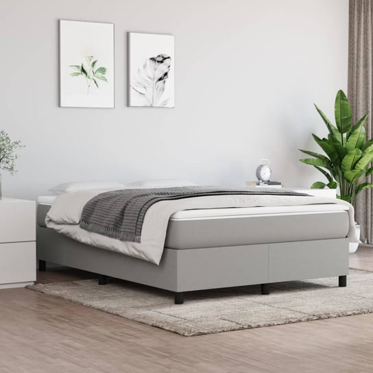 vidaXL Rama łóżka, jasnoszara, 140 x 200 cm, tapicerowana tkaniną vidaXL