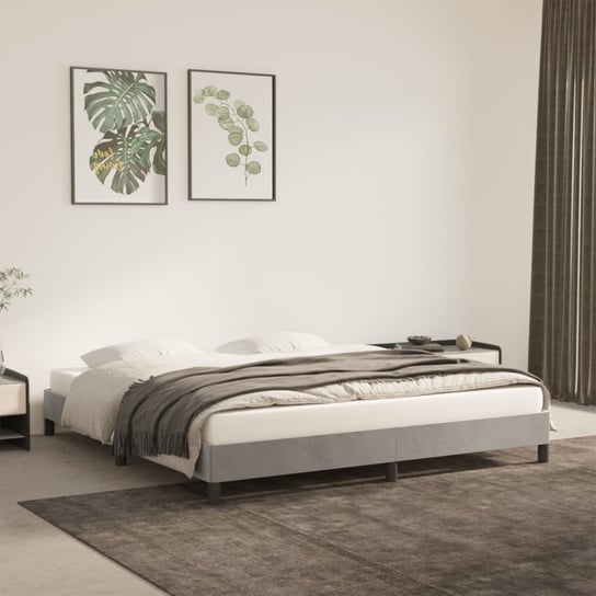 vidaXL Rama łóżka, jasnoszara, 160 x 200 cm, tapicerowana aksamitem vidaXL