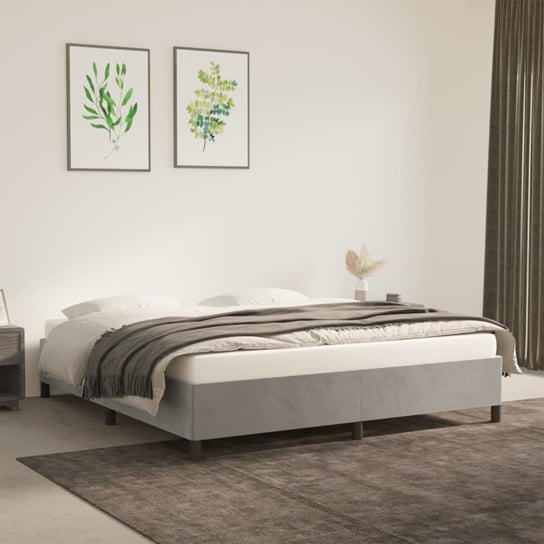 vidaXL Rama łóżka, jasnoszara, 160 x 200 cm, tapicerowana aksamitem vidaXL
