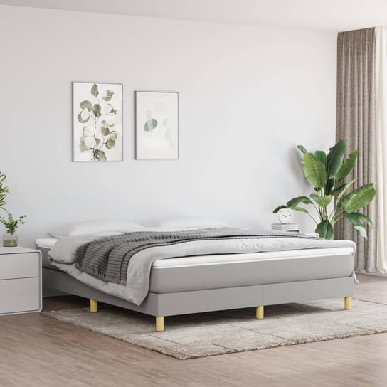 vidaXL Rama łóżka, jasnoszara, 160 x 200 cm, tapicerowana tkaniną vidaXL
