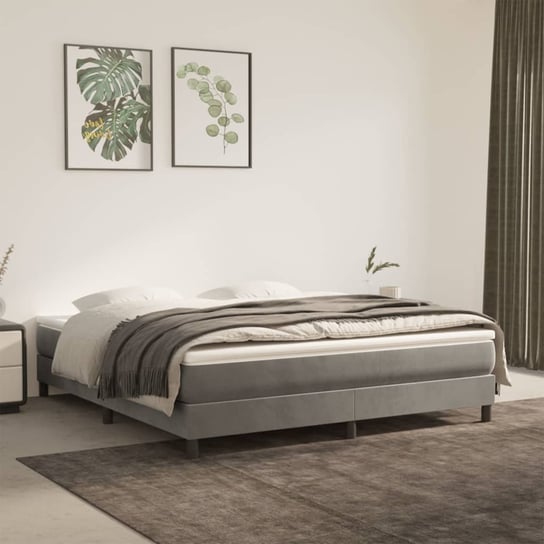 vidaXL Rama łóżka, jasnoszara, 180 x 200 cm, tapicerowana aksamitem vidaXL