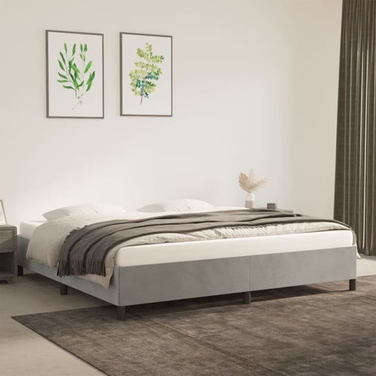 vidaXL Rama łóżka, jasnoszara, 200 x 200 cm, tapicerowana aksamitem vidaXL