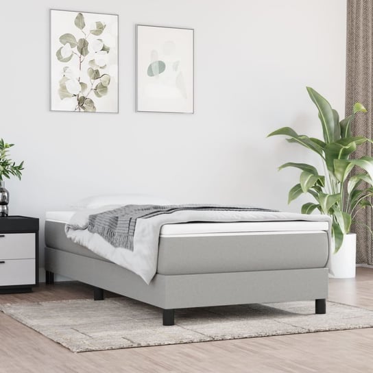 vidaXL Rama łóżka, jasnoszara, 80 x 200 cm, tapicerowana tkaniną vidaXL