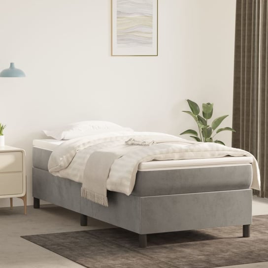 vidaXL Rama łóżka, jasnoszara, 90x190 cm, tapicerowana tkaniną vidaXL