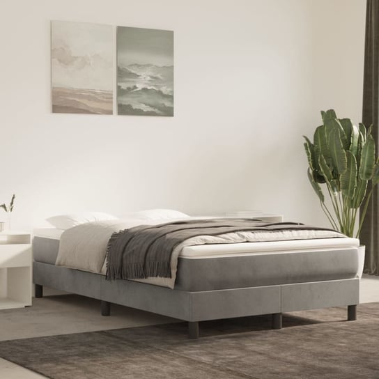 vidaXL Rama łóżka, jasnoszara, tapicerowana aksamitem, 120 x 200 cm vidaXL