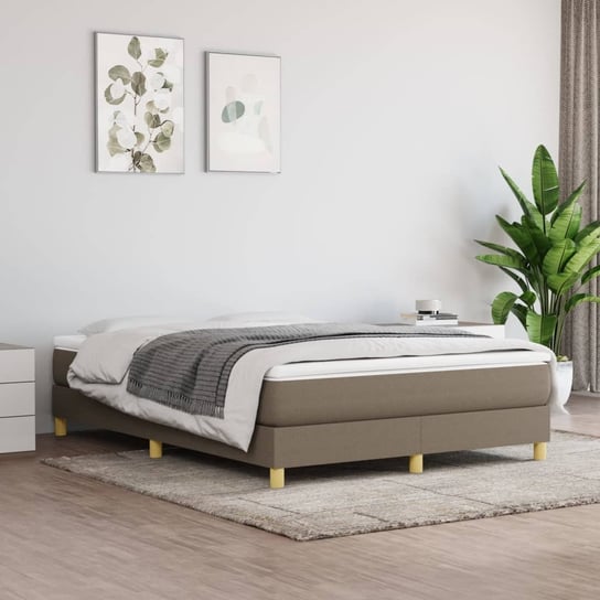 vidaXL Rama łóżka, kolor taupe, 140x200 cm, obita tkaniną vidaXL