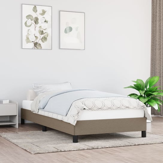 vidaXL Rama łóżka, kolor taupe, 90x190 cm, tapicerowana tkaniną vidaXL