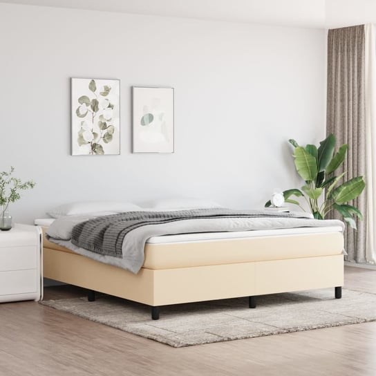 vidaXL Rama łóżka, kremowa, 160x200 cm, obita tkaniną vidaXL