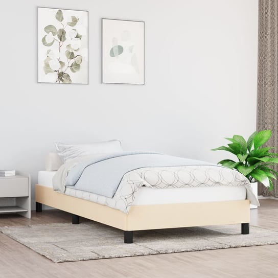 vidaXL Rama łóżka, kremowa, 90x200 cm, tapicerowana tkaniną vidaXL