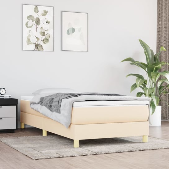 vidaXL Rama łóżka, kremowa, 90x200 cm, tapicerowana tkaniną vidaXL