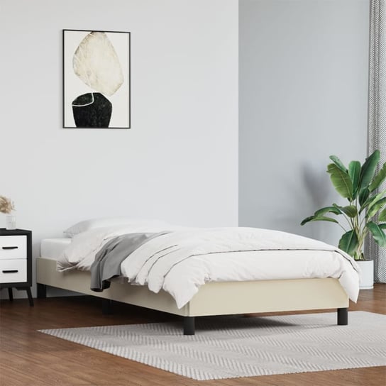 vidaXL Rama łóżka, kremowe, 100x200 cm, obite sztuczną skórą vidaXL