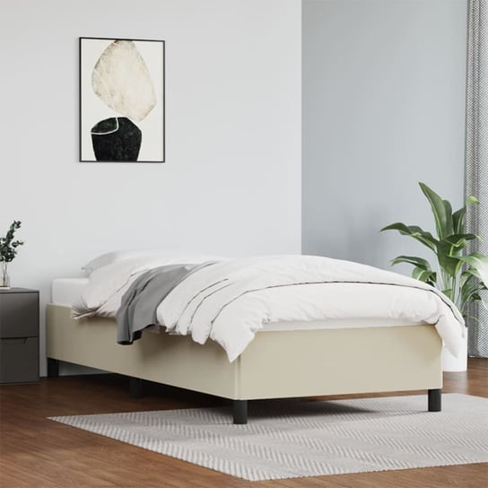 vidaXL Rama łóżka, kremowe, 100x200 cm, obite sztuczną skórą vidaXL